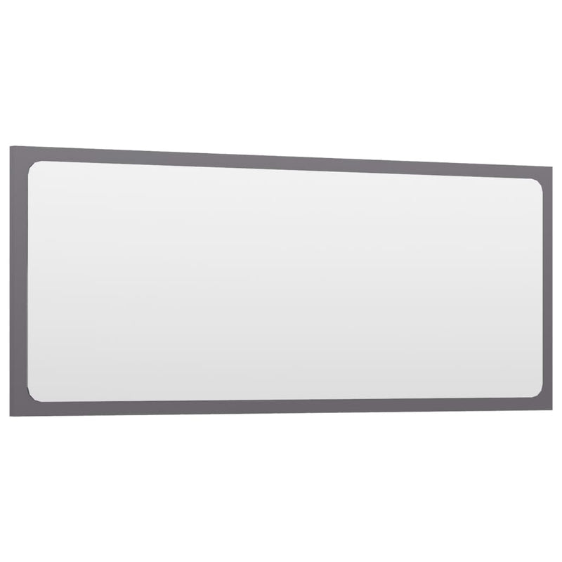 vidaXL Bathroom Mirror High Gloss Grey 90x1.5x37 cm Engineered Wood