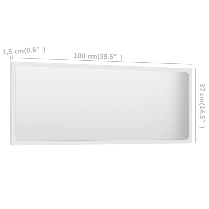 vidaXL Bathroom Mirror White 100x1.5x37 cm Engineered Wood