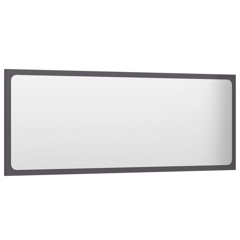 vidaXL Bathroom Mirror High Gloss Grey 100x1.5x37 cm Engineered Wood