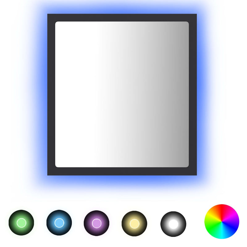 vidaXL LED Bathroom Mirror Grey 40x8.5x37 cm Acrylic