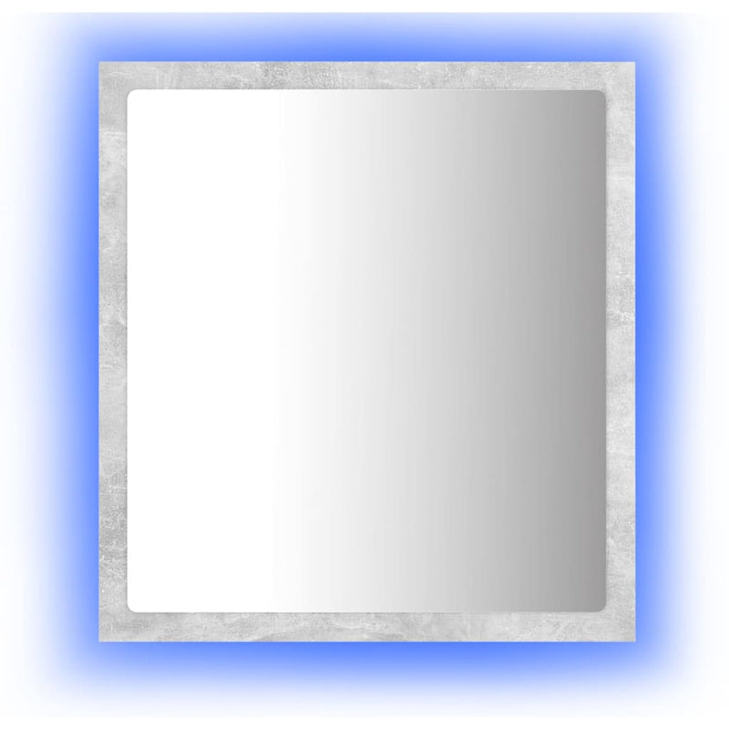 vidaXL LED Bathroom Mirror Concrete Grey 40x8.5x37 cm Acrylic