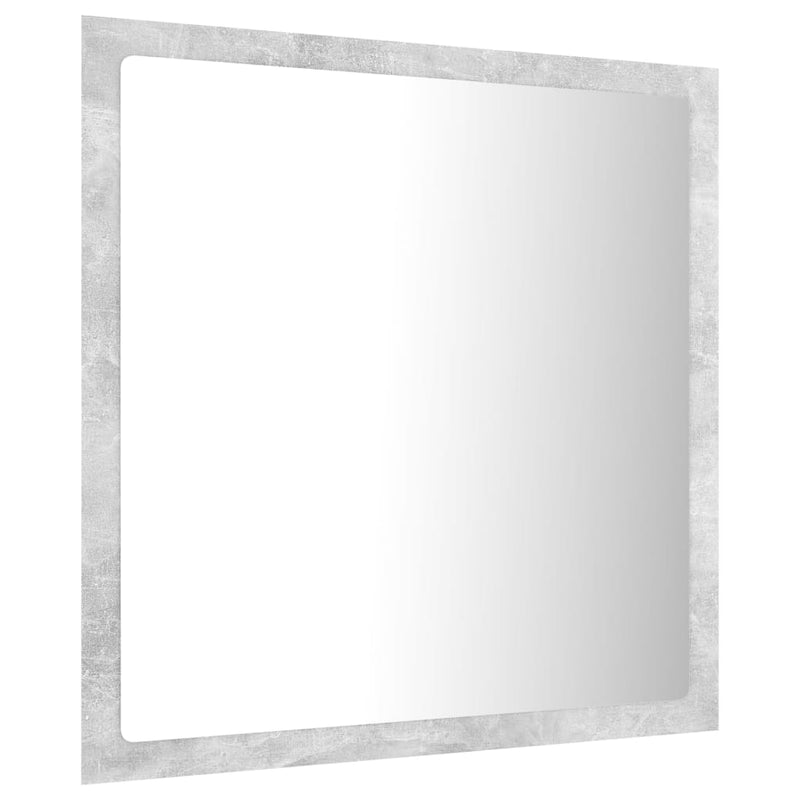 vidaXL LED Bathroom Mirror Concrete Grey 40x8.5x37 cm Acrylic