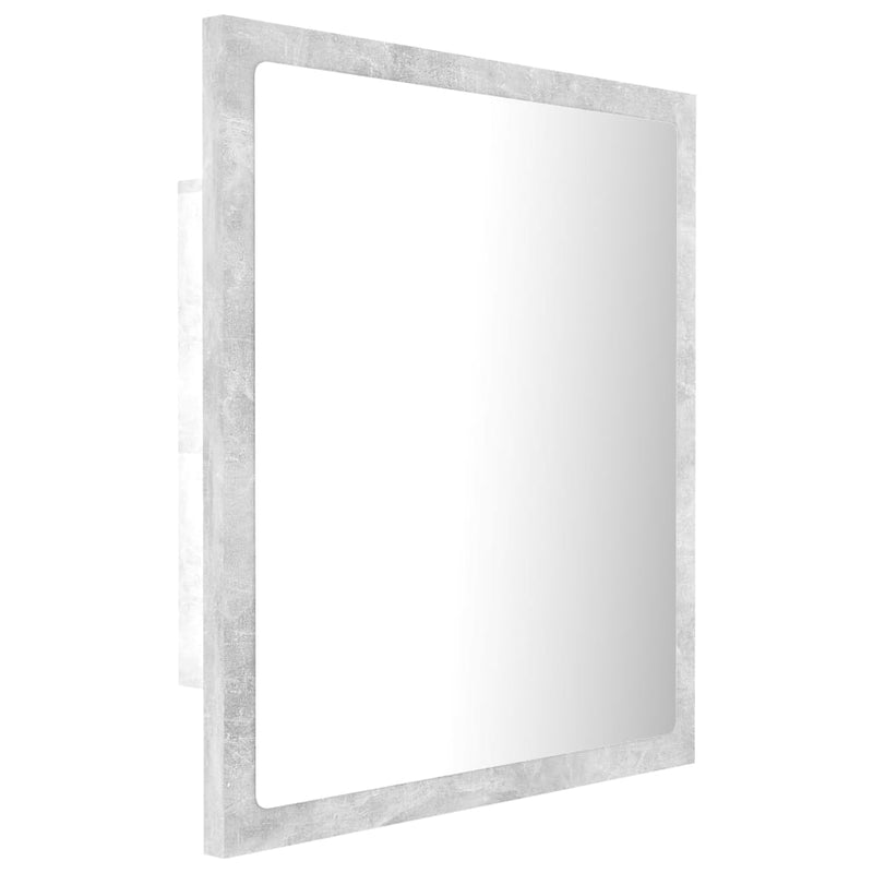 vidaXL LED Bathroom Mirror Concrete Grey 40x8.5x37 cm Acrylic