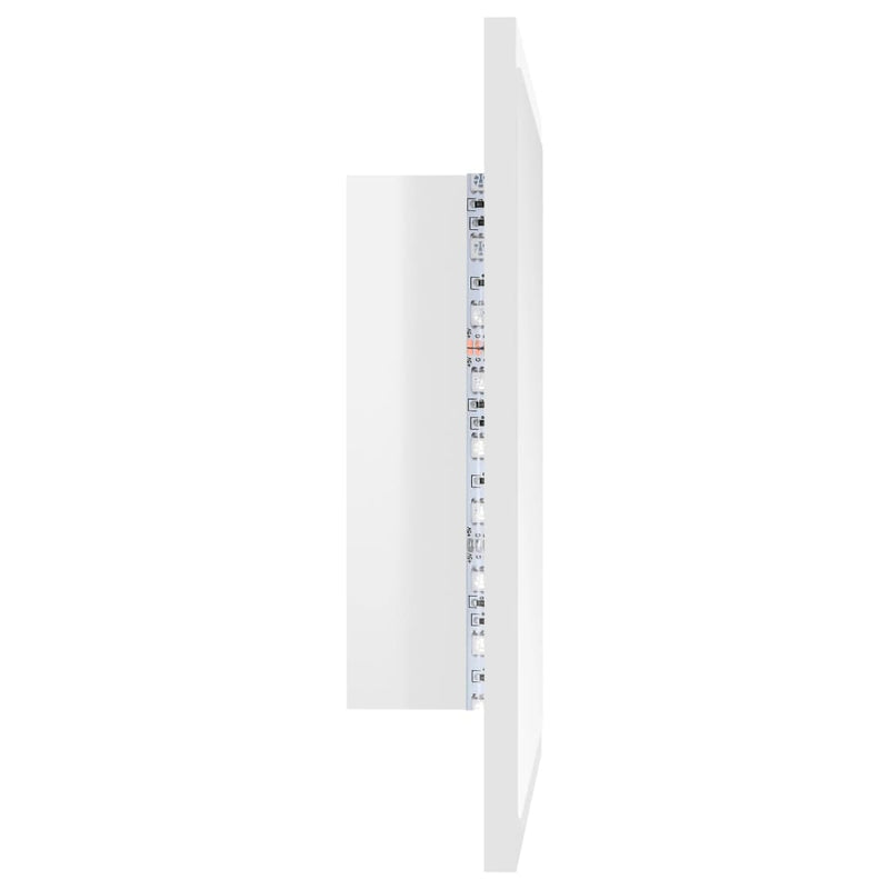 vidaXL LED Bathroom Mirror High Gloss White 40x8.5x37 cm Acrylic