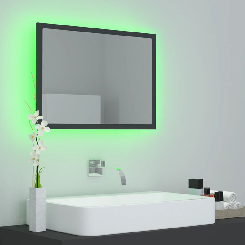 vidaXL LED Bathroom Mirror Grey 60x8.5x37 cm Acrylic