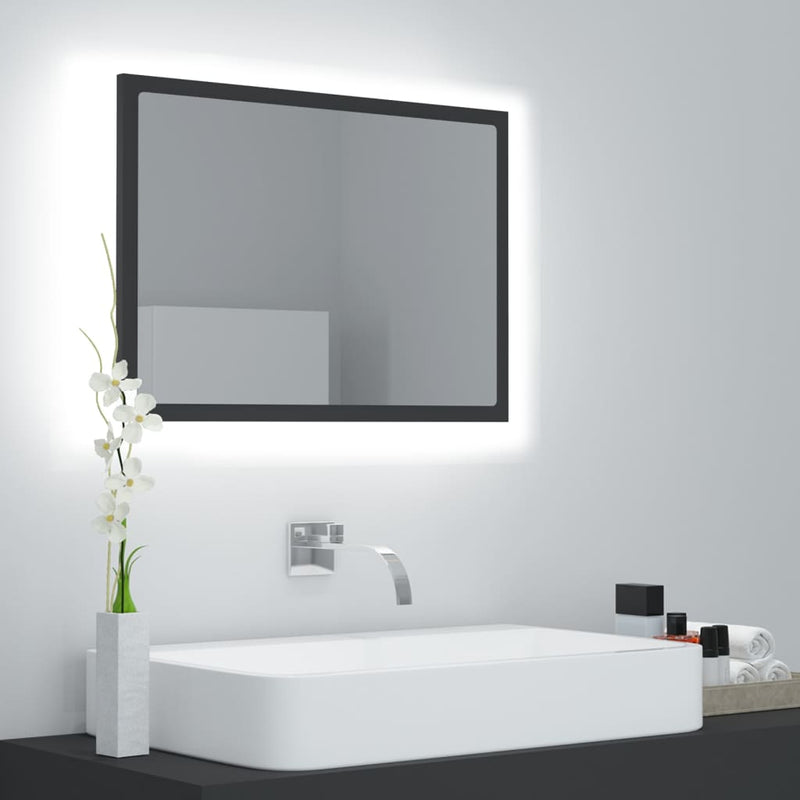 vidaXL LED Bathroom Mirror Grey 60x8.5x37 cm Acrylic