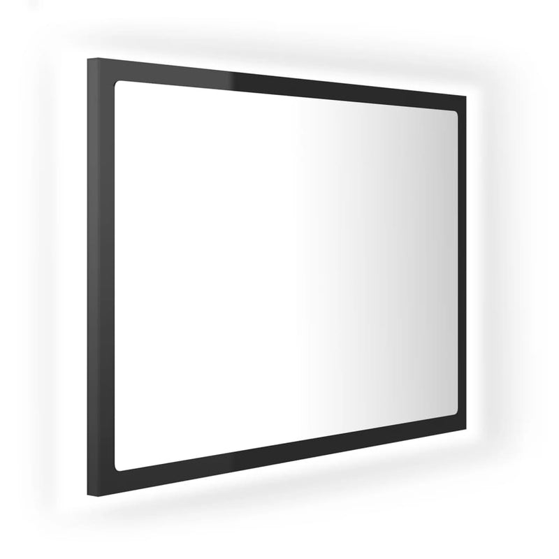 vidaXL LED Bathroom Mirror High Gloss Black 60x8.5x37 cm Acrylic