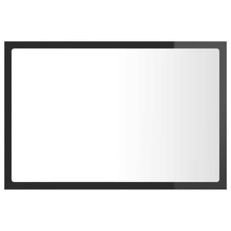 vidaXL LED Bathroom Mirror High Gloss Grey 60x8.5x37 cm Acrylic