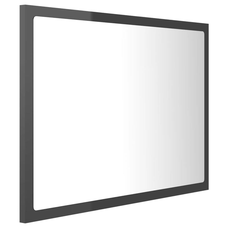 vidaXL LED Bathroom Mirror High Gloss Grey 60x8.5x37 cm Acrylic