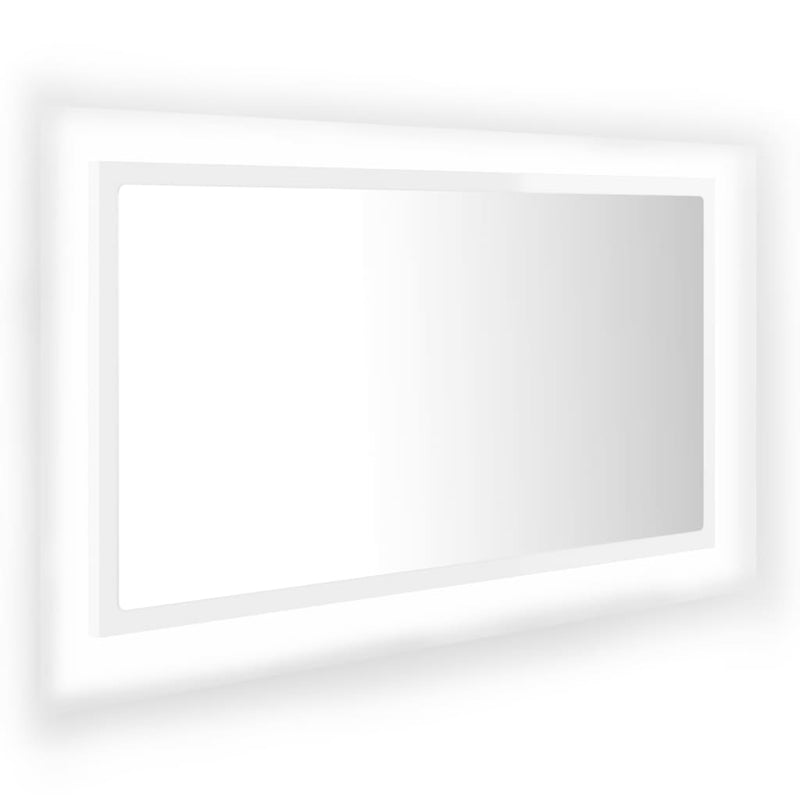 vidaXL LED Bathroom Mirror High Gloss White 80x8.5x37 cm Acrylic