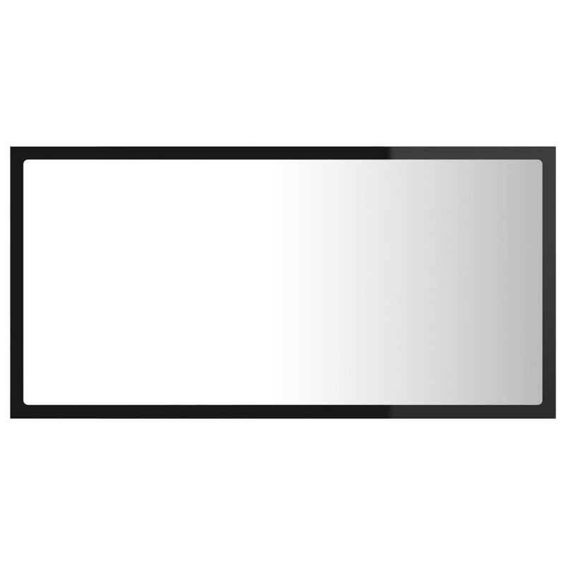 vidaXL LED Bathroom Mirror High Gloss Black 80x8.5x37 cm Acrylic