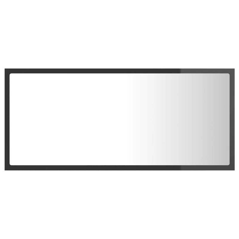 vidaXL LED Bathroom Mirror High Gloss Grey 90x8.5x37 cm Acrylic