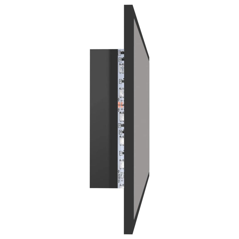 vidaXL LED Bathroom Mirror High Gloss Grey 90x8.5x37 cm Acrylic