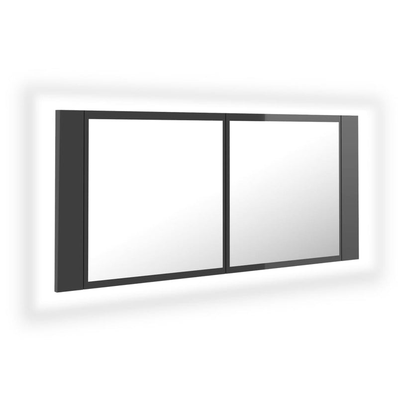 vidaXL LED Bathroom Mirror Cabinet High Gloss Grey 100x12x45 cm Acrylic