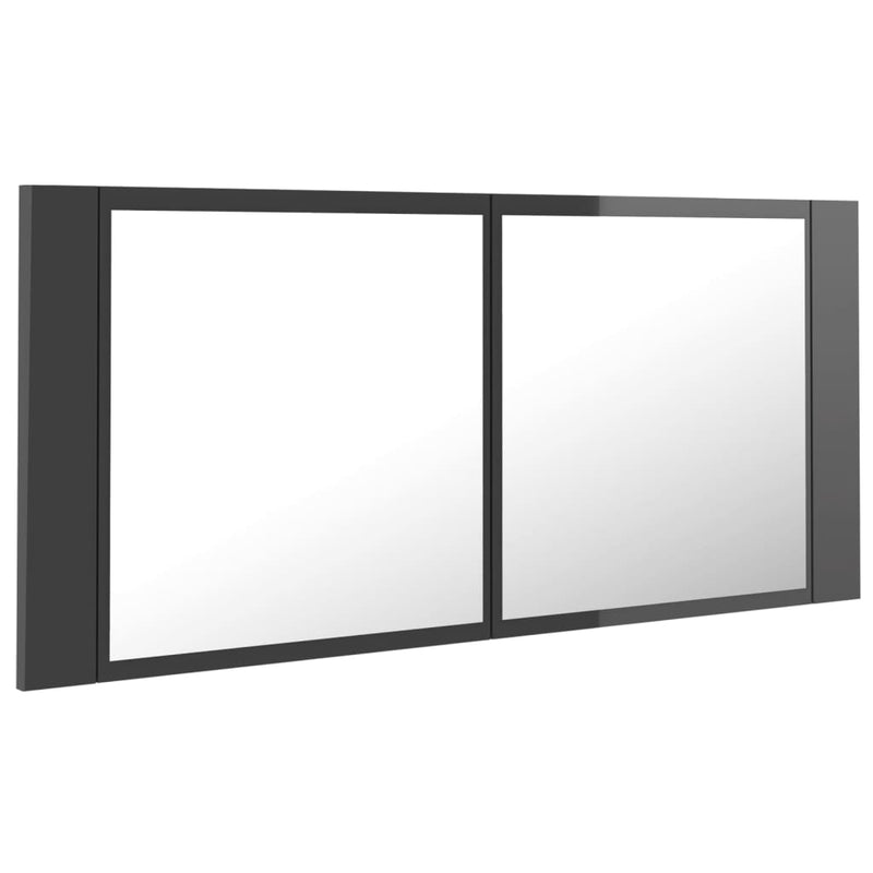 vidaXL LED Bathroom Mirror Cabinet High Gloss Grey 100x12x45 cm Acrylic