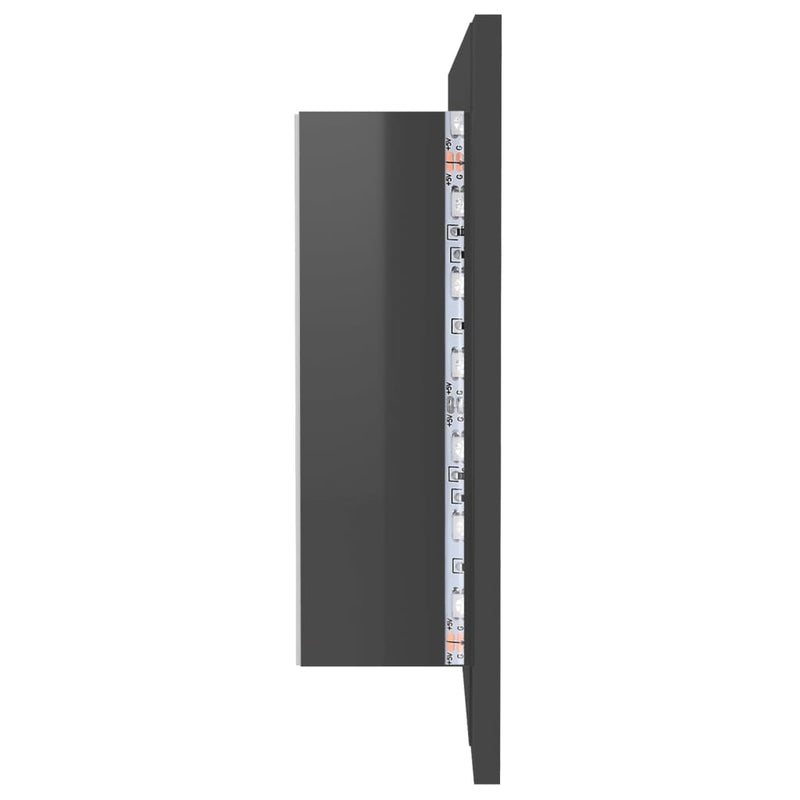 vidaXL LED Bathroom Mirror Cabinet High Gloss Grey 100x12x45 cm Acrylic