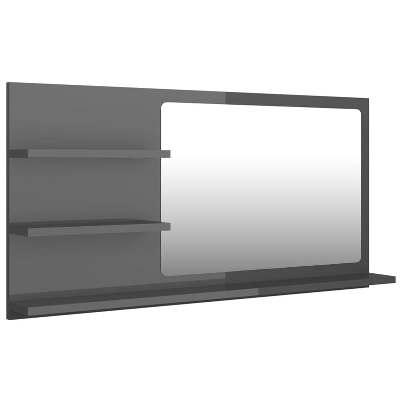 vidaXL Bathroom Mirror High Gloss Grey 90x10.5x45 cm Engineered Wood
