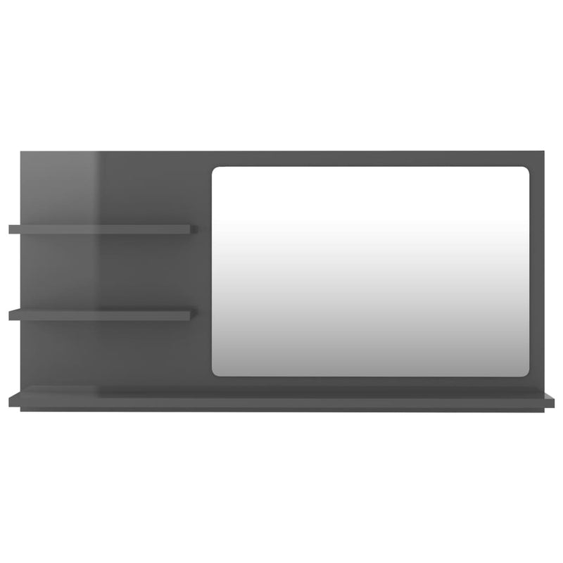 vidaXL Bathroom Mirror High Gloss Grey 90x10.5x45 cm Engineered Wood