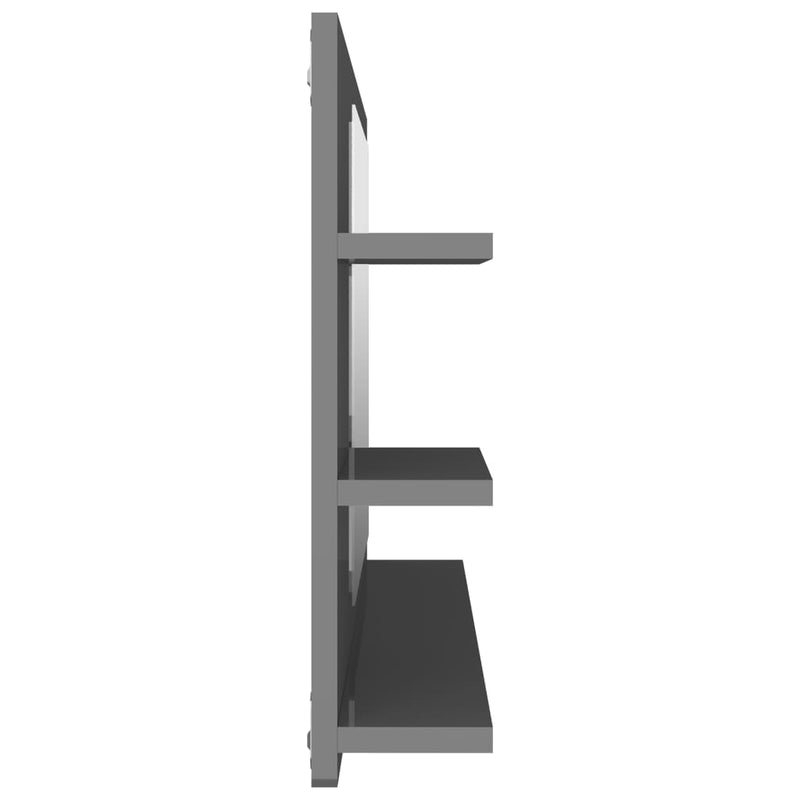 vidaXL Bathroom Mirror High Gloss Grey 90x10.5x45 cm Engineered Wood