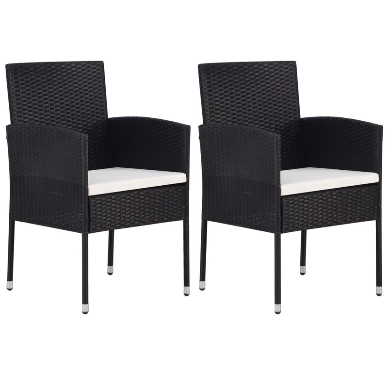 vidaXL 3 Piece Garden Dining Set Poly Rattan Black