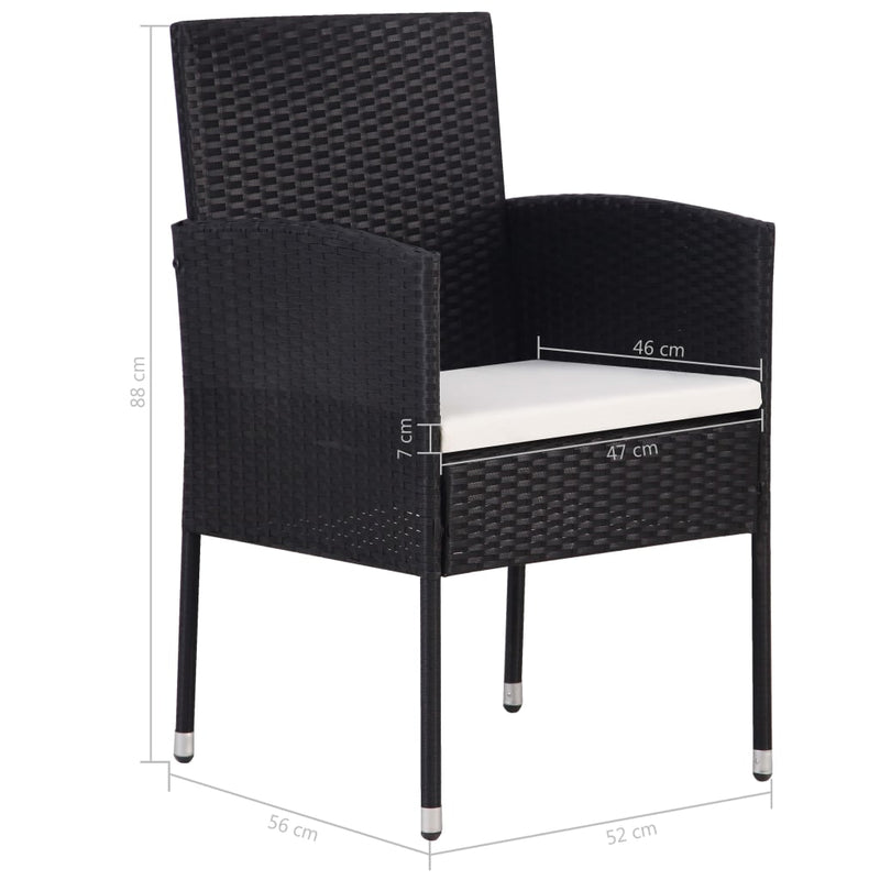 vidaXL 5 Piece Garden Dining Set Poly Rattan Black