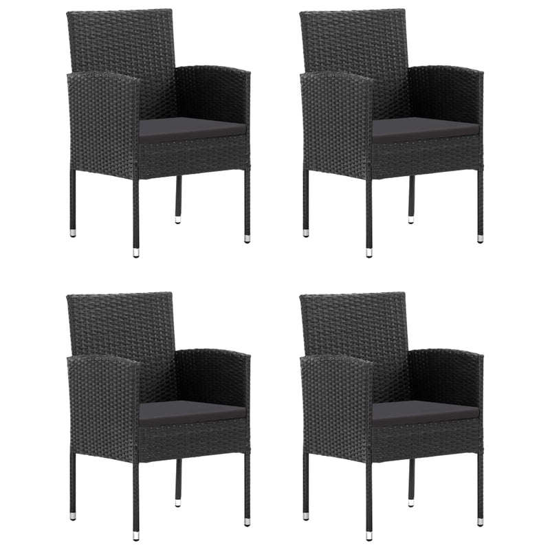 vidaXL 5 Piece Garden Dining Set Poly Rattan Black