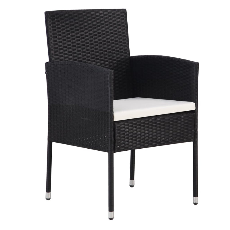 vidaXL 7 Piece Garden Dining Set Poly Rattan Black