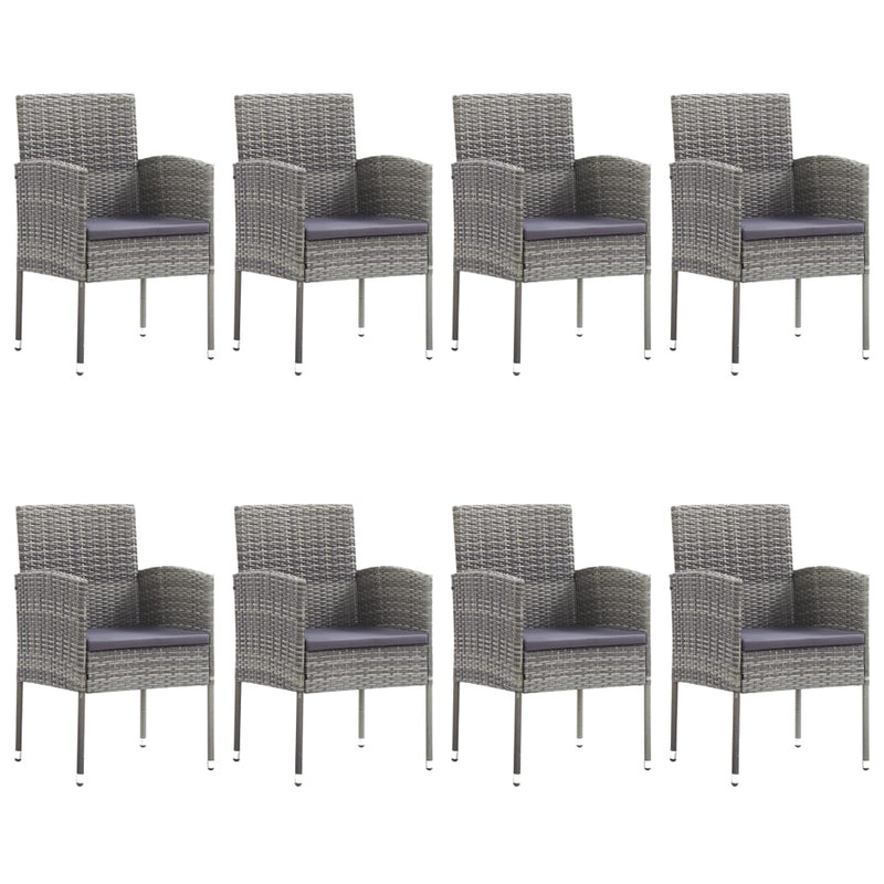 vidaXL 9 Piece Garden Dining Set Poly Rattan Anthracite & Grey