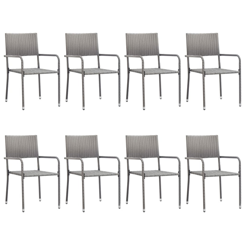 vidaXL 9 Piece Garden Dining Set Poly Rattan Anthracite & Grey