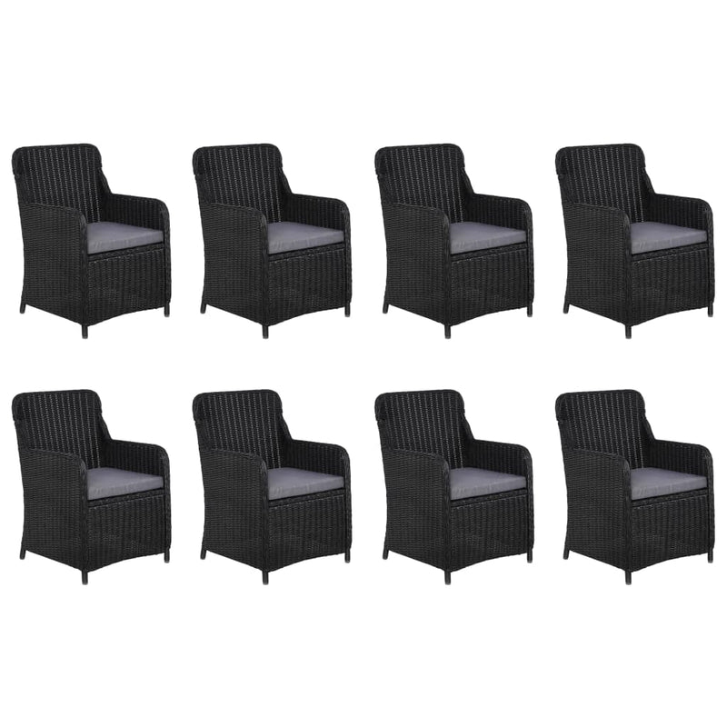 vidaXL 9 Piece Garden Dining Set Poly Rattan Black