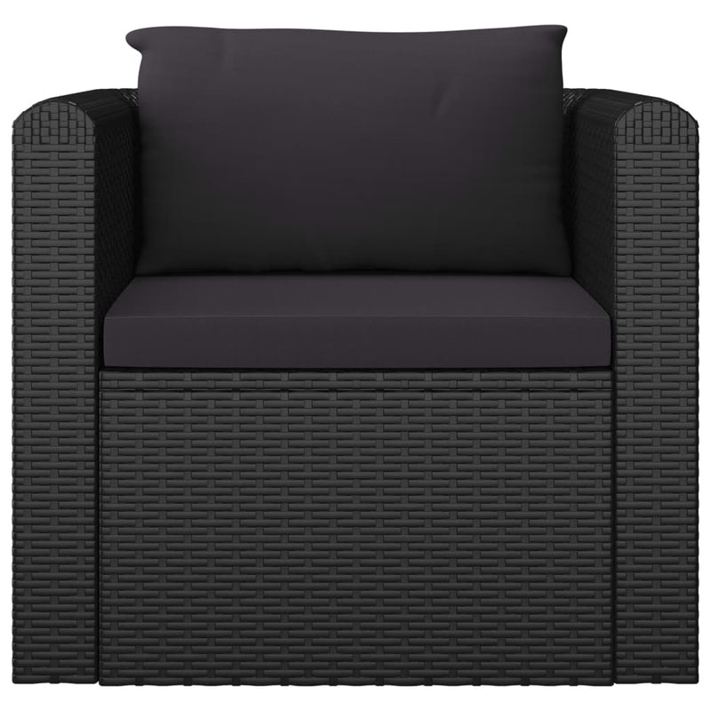 vidaXL 10 Piece Garden Lounge Set with Cushions Poly Rattan Black