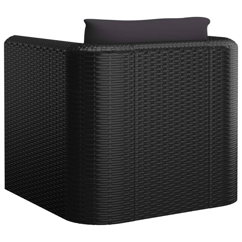 vidaXL 10 Piece Garden Lounge Set with Cushions Poly Rattan Black