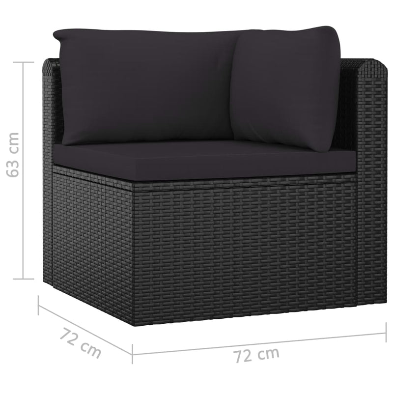 vidaXL 10 Piece Garden Lounge Set with Cushions Poly Rattan Black