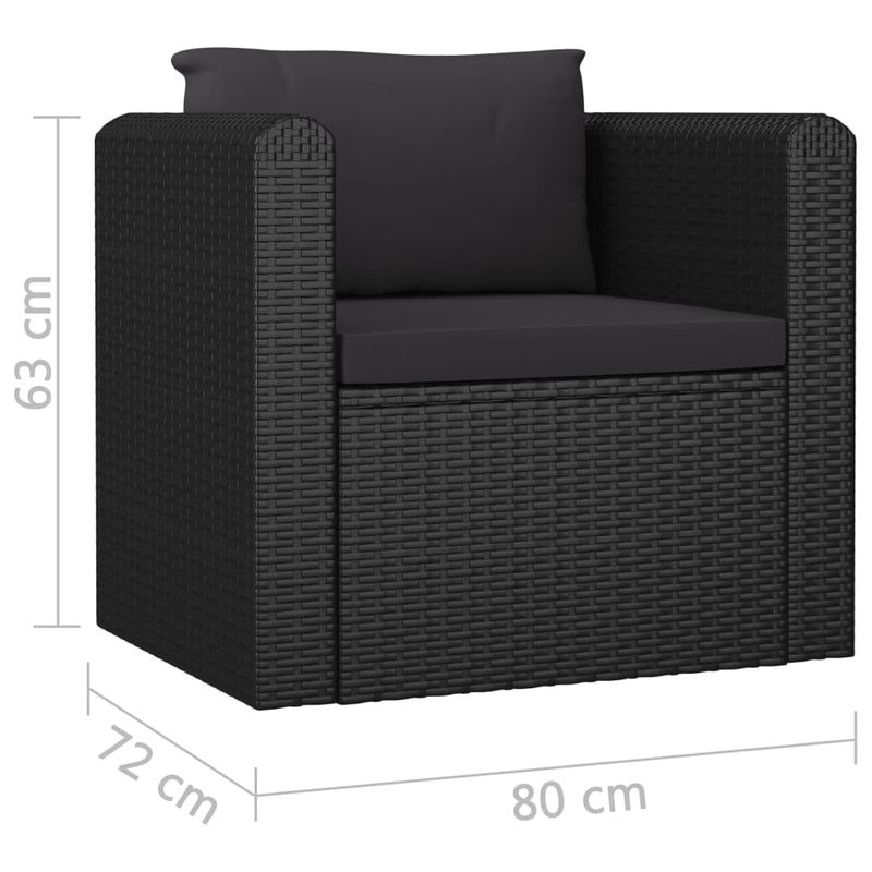 vidaXL 10 Piece Garden Lounge Set with Cushions Poly Rattan Black