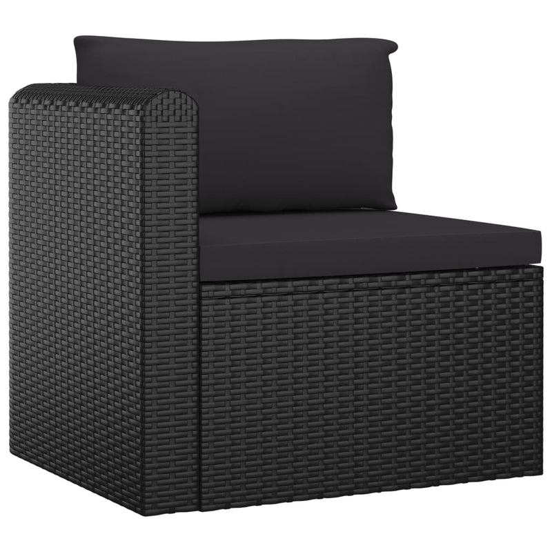 vidaXL 11 Piece Garden Lounge Set with Cushions Poly Rattan Black