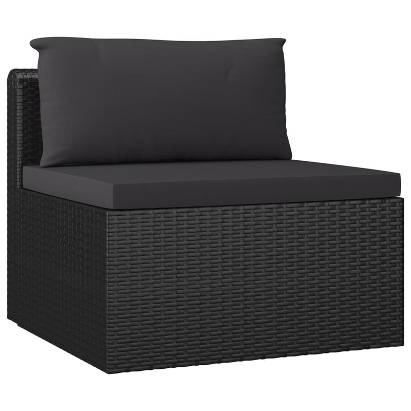 vidaXL 11 Piece Garden Lounge Set with Cushions Poly Rattan Black