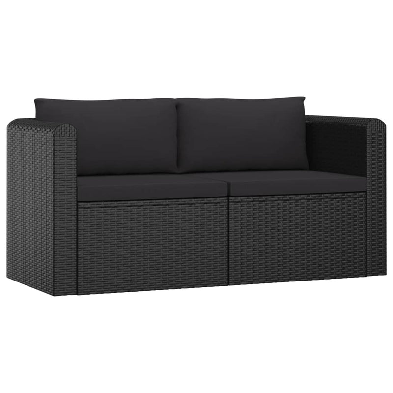 vidaXL 11 Piece Garden Lounge Set with Cushions Poly Rattan Black
