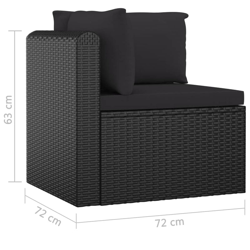 vidaXL 11 Piece Garden Lounge Set with Cushions Poly Rattan Black