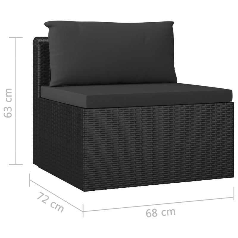 vidaXL 11 Piece Garden Lounge Set with Cushions Poly Rattan Black