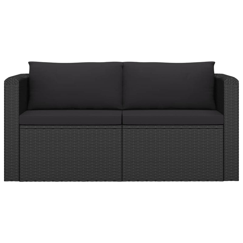 vidaXL 7 Piece Garden Lounge Set with Cushions Poly Rattan Black