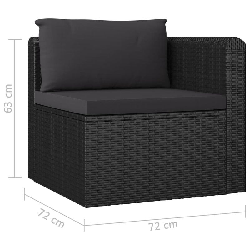 vidaXL 7 Piece Garden Lounge Set with Cushions Poly Rattan Black