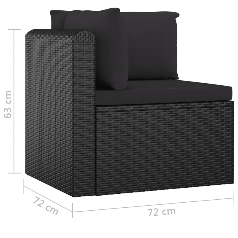 vidaXL 7 Piece Garden Lounge Set with Cushions Poly Rattan Black