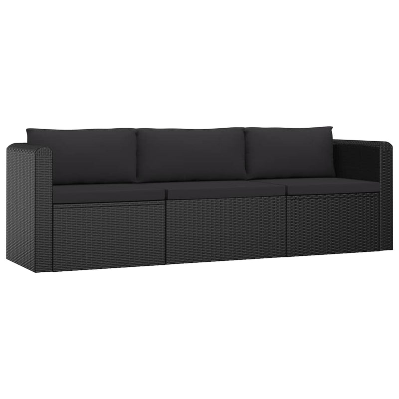 vidaXL 8 Piece Garden Lounge Set with Cushions Poly Rattan Black