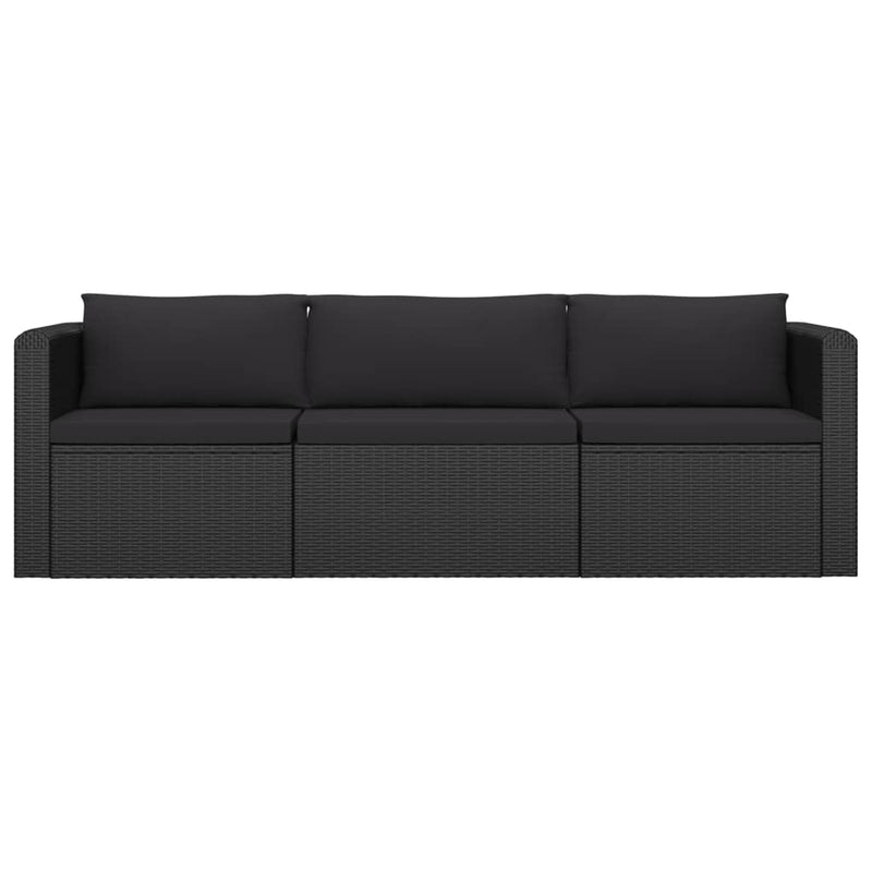 vidaXL 8 Piece Garden Lounge Set with Cushions Poly Rattan Black