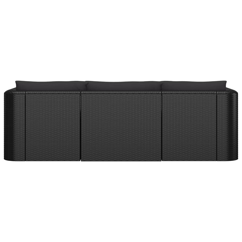 vidaXL 8 Piece Garden Lounge Set with Cushions Poly Rattan Black