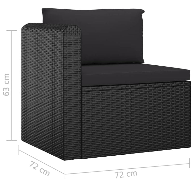 vidaXL 8 Piece Garden Lounge Set with Cushions Poly Rattan Black