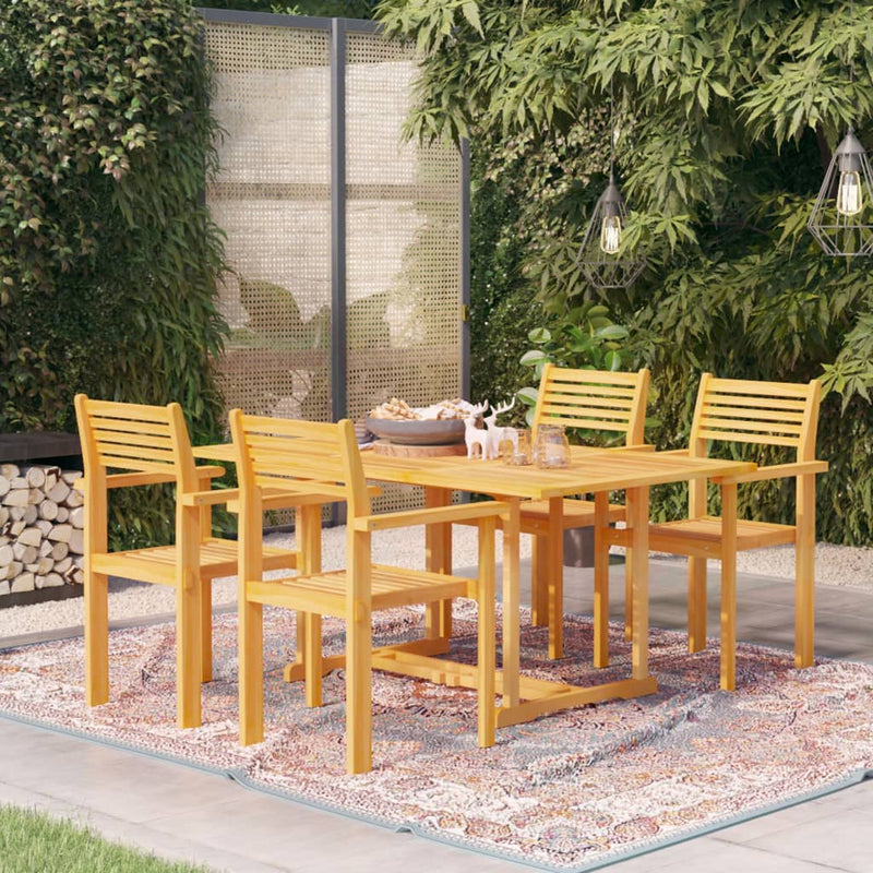 vidaXL 5 Piece Garden Dining Set Solid Teak Wood