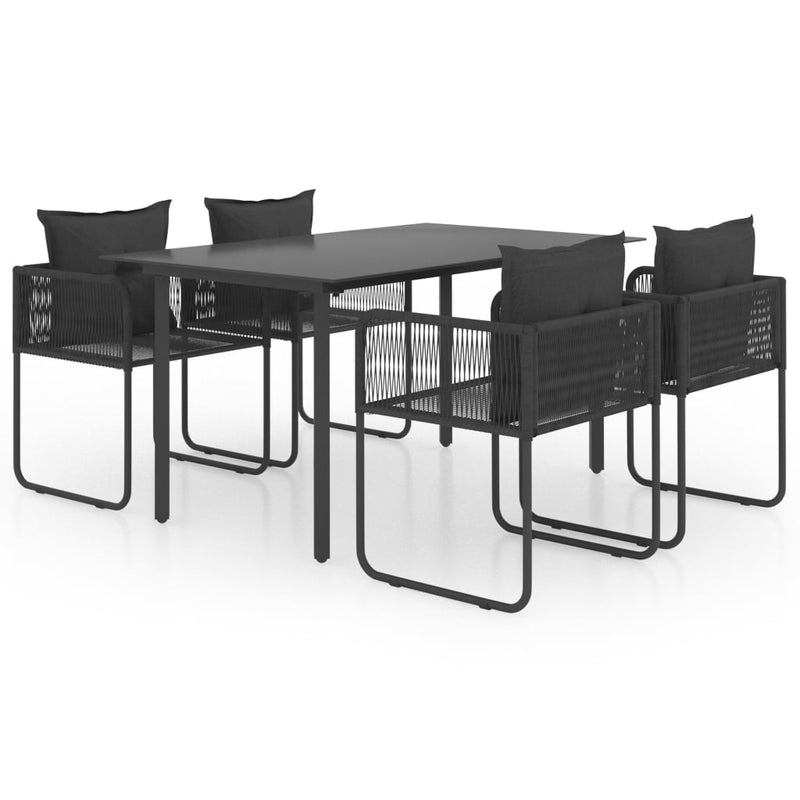 vidaXL 5 Piece Garden Dining Set PVC Rattan Black