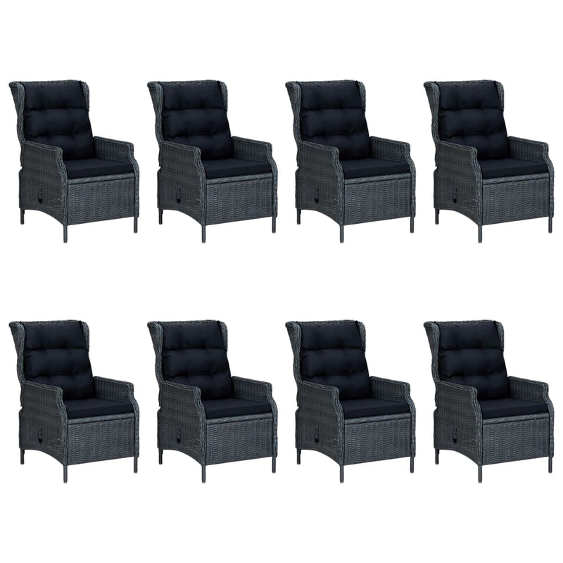 vidaXL 9 Piece Outdoor Dining Set with Cushions Poly Rattan Dark Grey
