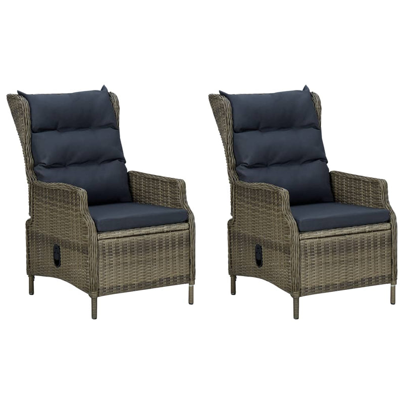 vidaXL 3 Piece Garden Lounge Set with Cushions Poly Rattan Brown